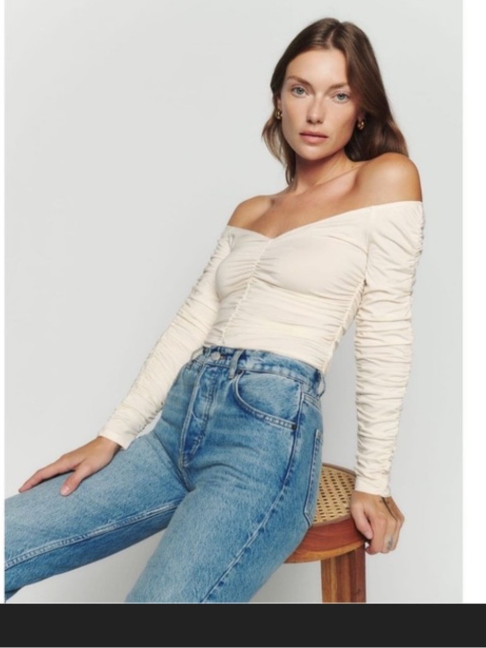 Reformation Leonora Top in Ivory Cream